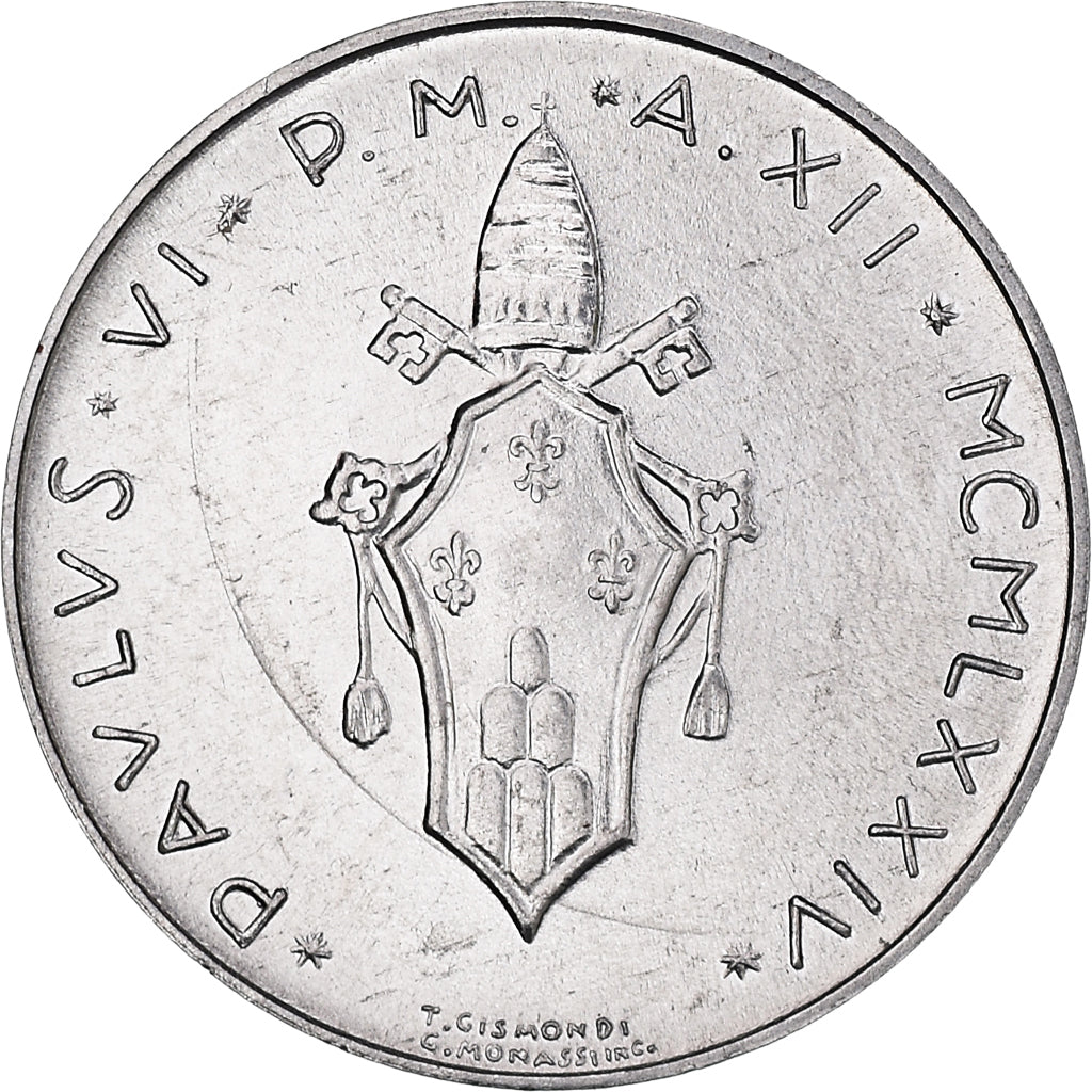 Moneda, CIUDAD DEL VATICANO, Paul VI, Lira, 1974, FDC, Aluminio, KM:116