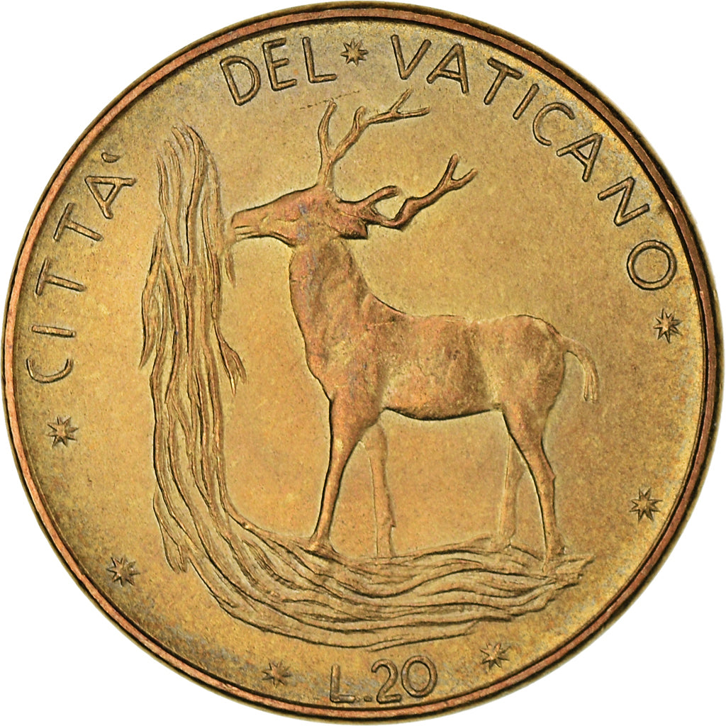 Moneda, CIUDAD DEL VATICANO, Paul VI, 20 Lire, 1976, FDC, Aluminio - bronce