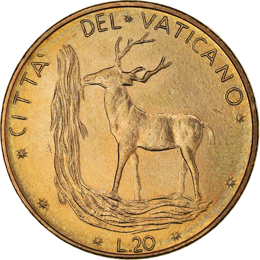 Moneda, CIUDAD DEL VATICANO, Paul VI, 20 Lire, 1977, Roma, FDC, Aluminio -