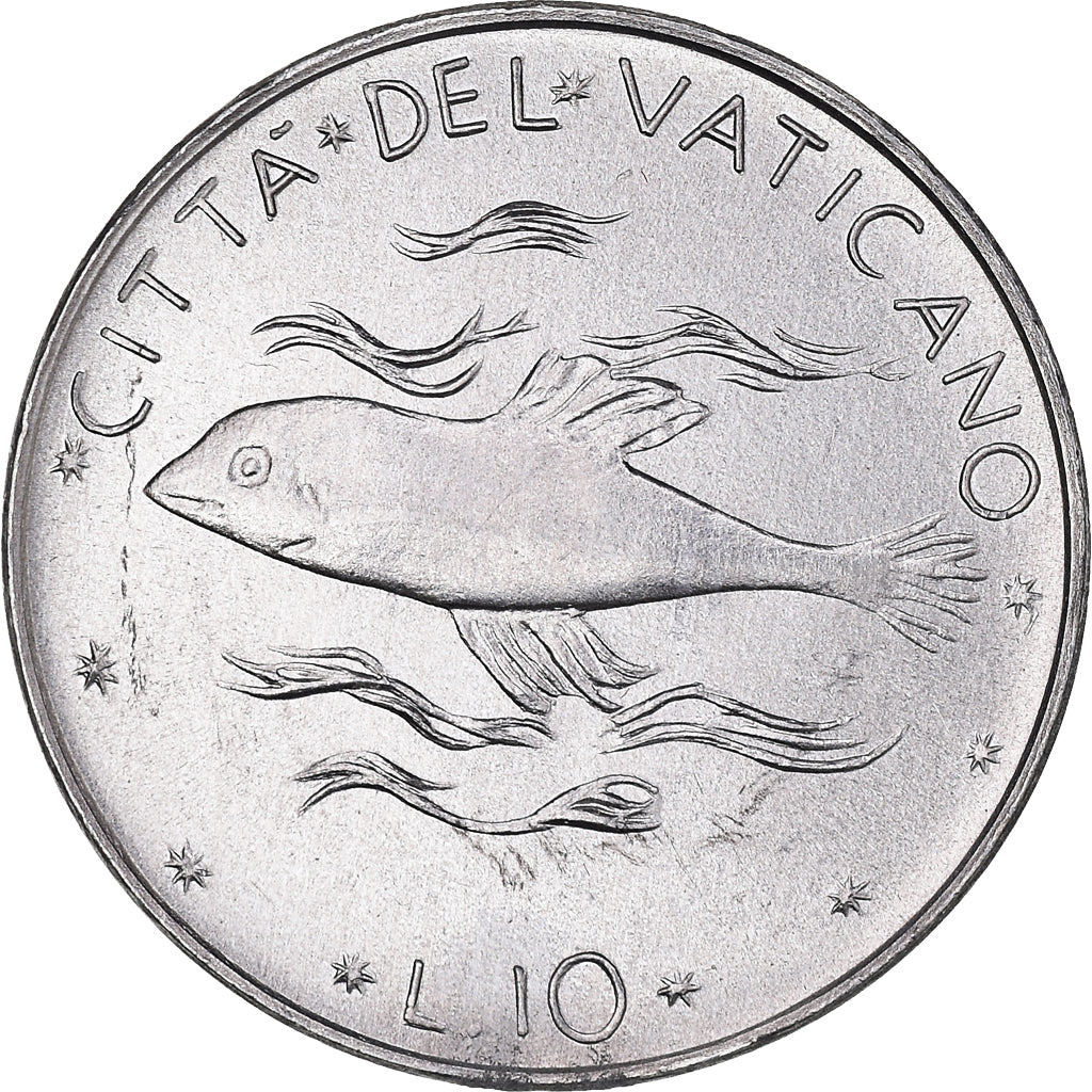 Moneta, PAŃSTWO WATYKAŃSKIE, Paul VI, 10 Lire, 1977, Roma, MS(65-70)