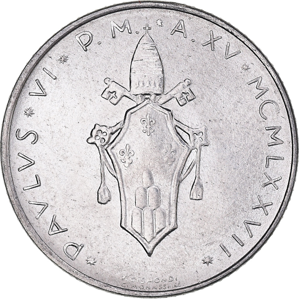 Monnaie, Cité du Vatican, Paul VI, 2 Lire, 1977, Roma, FDC, Aluminium, KM:117
