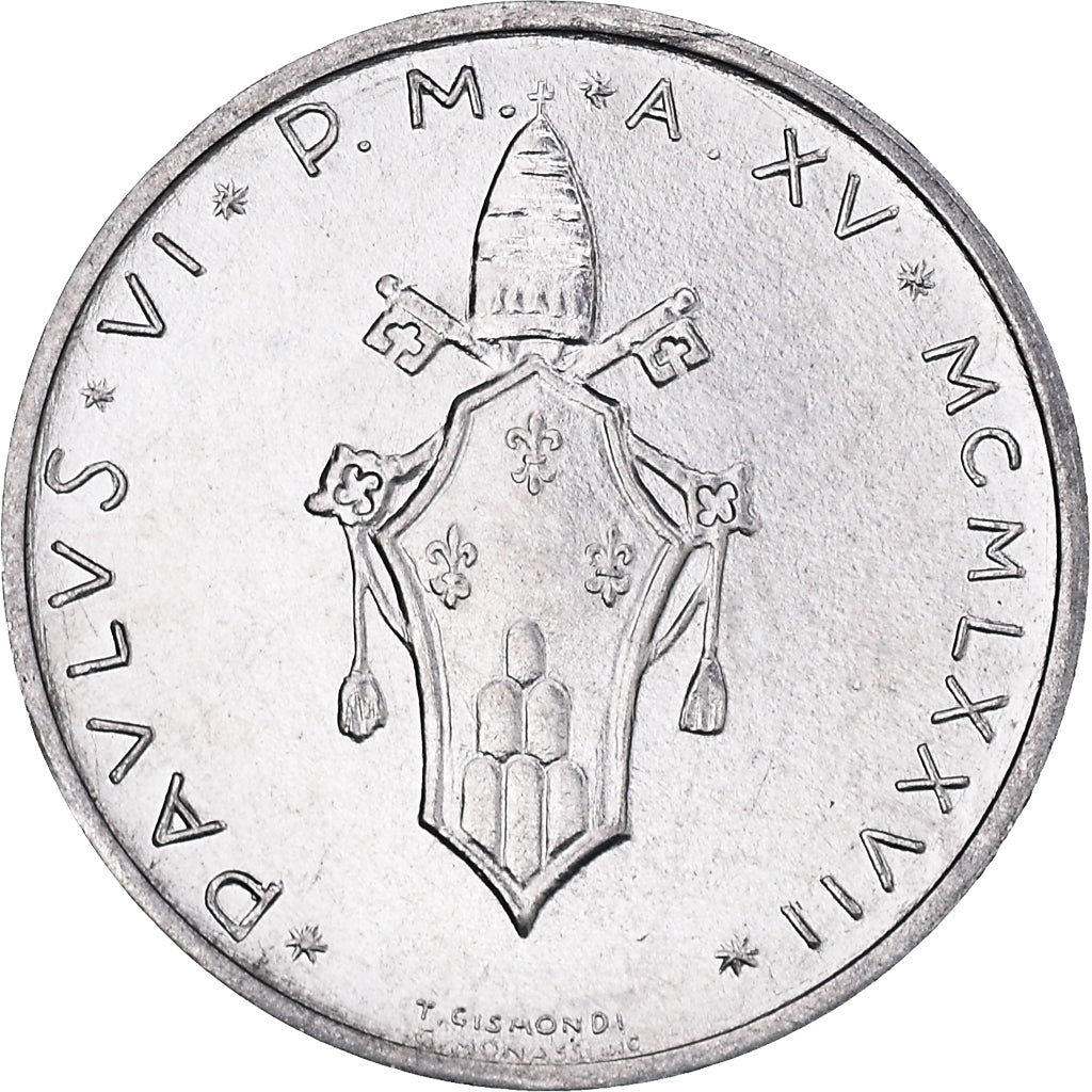 Coin, VATICAN CITY, Paul VI, Lira, 1977, Roma, MS(65-70), Aluminum, KM:116