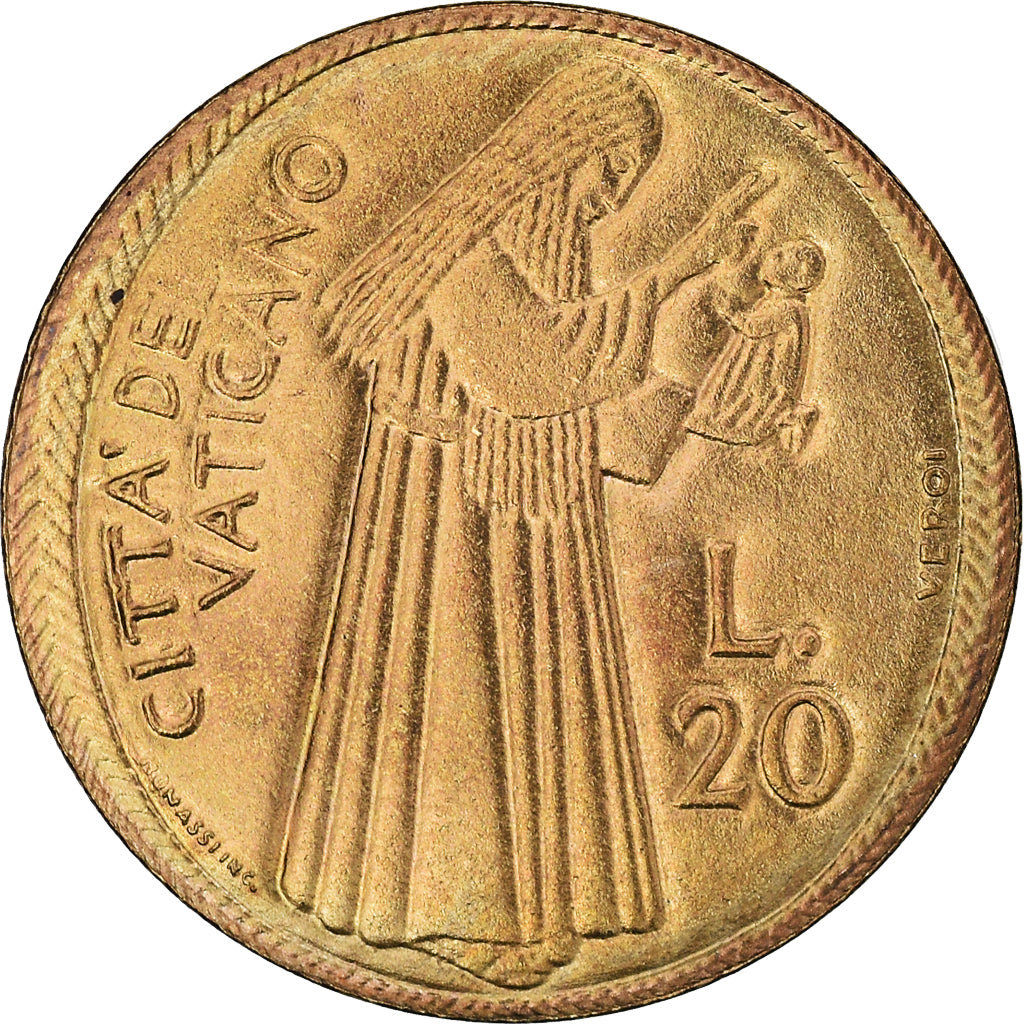 Moneta, CITTÀ DEL VATICANO, Paul VI, 20 Lire, 1975, FDC, Alluminio-bronzo