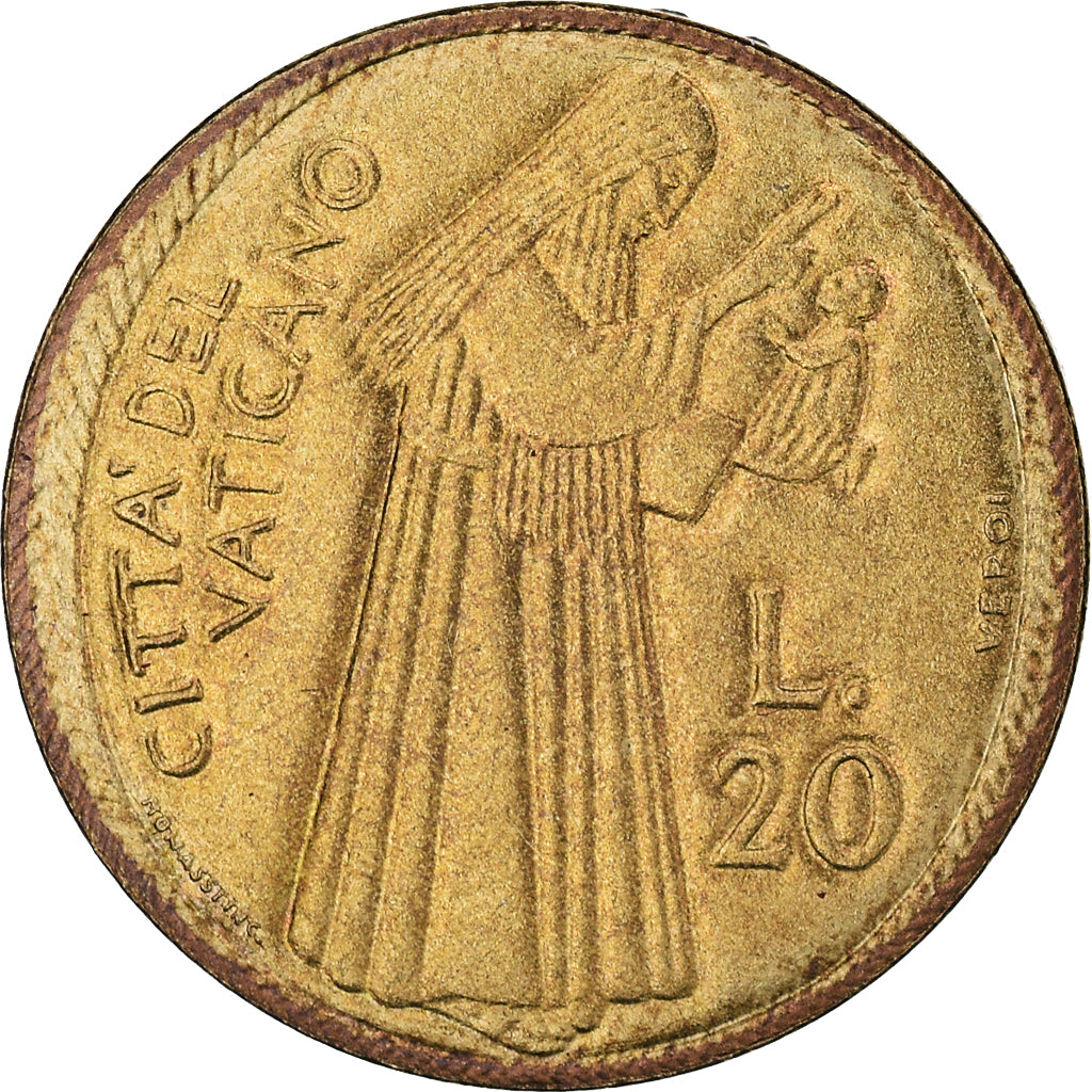 Coin, VATICAN CITY, Paul VI, 20 Lire, 1975, MS(65-70), Aluminum-Bronze, KM:128