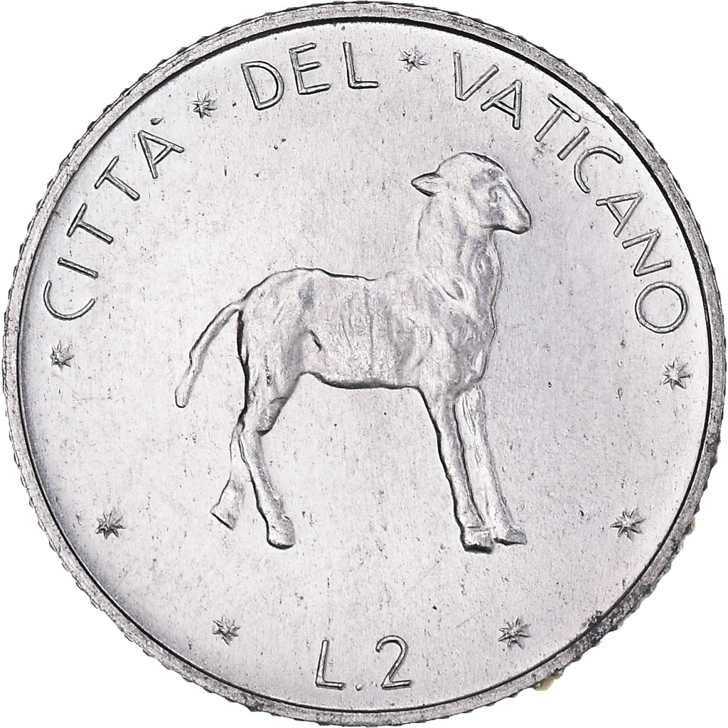 Coin, VATICAN CITY, Paul VI, 2 Lire, 1973, MS(65-70), Aluminum, KM:117