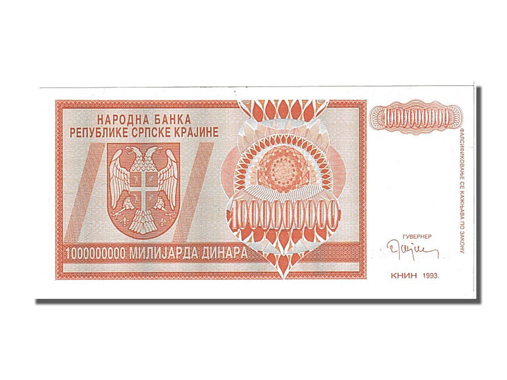 Banconote, Croazia, 1 Milliard Dinara, 1993, FDS