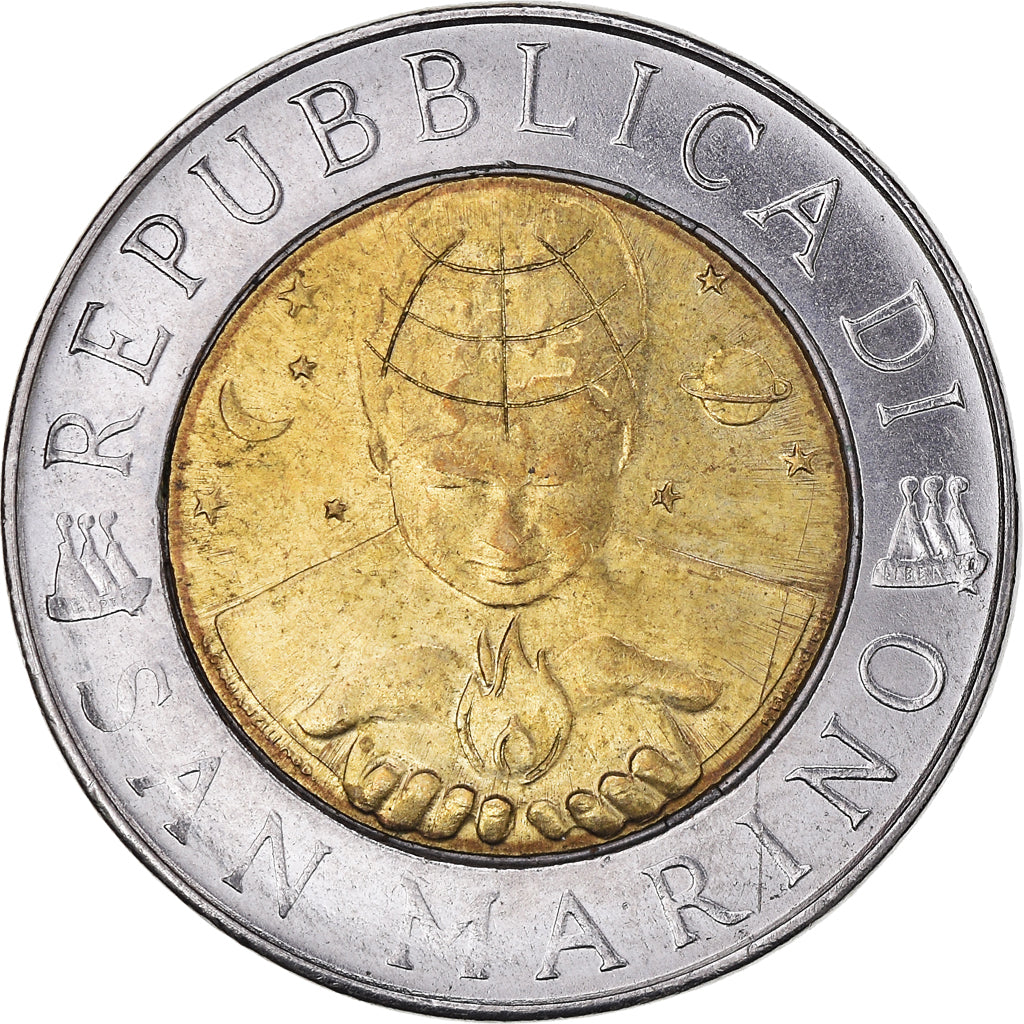Moeda, San Marino, 500 Lire, 1999, Rome, EF(40-45), Bimetálico, KM:394