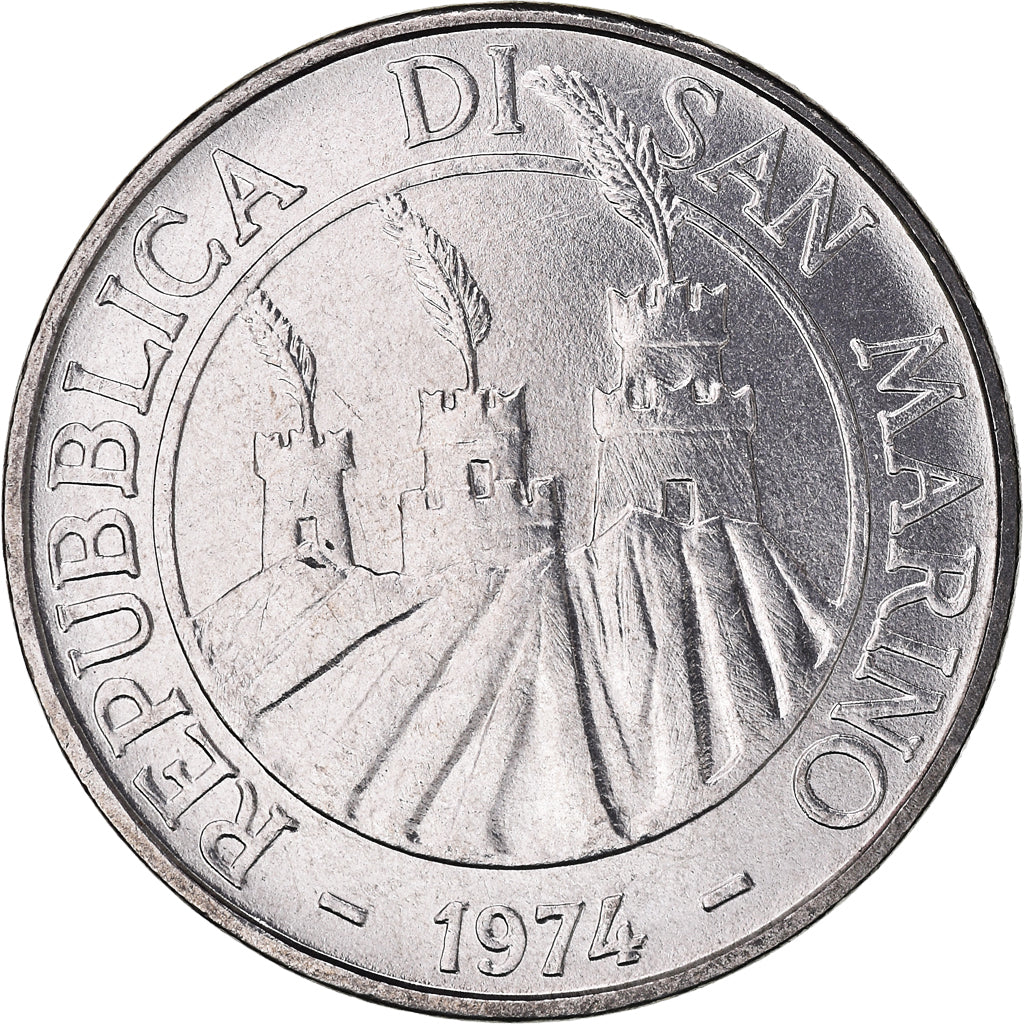 Moeda, San Marino, 100 Lire, 1974, Rome, FDC, MS(63), Aço, KM:36
