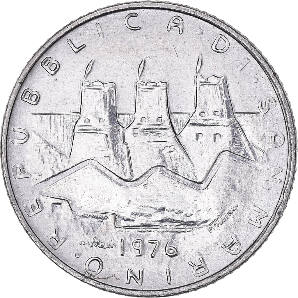 Moeda, San Marino, 2 Lire, 1976, Rome, EF(40-45), Alumínio, KM:52
