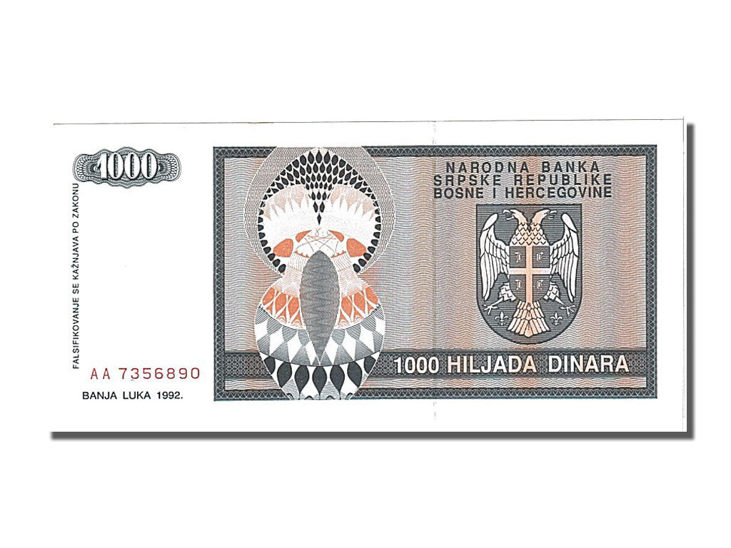 Banknote, Bosnia - Herzegovina, 1000 Dinara, 1992, UNC(65-70)