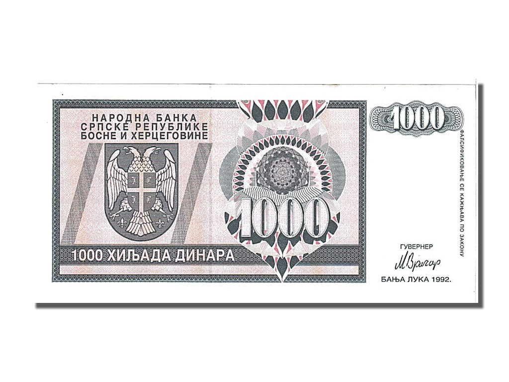 Banknote, Bosnia - Herzegovina, 1000 Dinara, 1992, UNC(65-70)