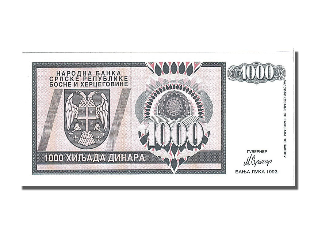 Banknote, Bosnia - Herzegovina, 1000 Dinara, 1992, UNC(65-70)
