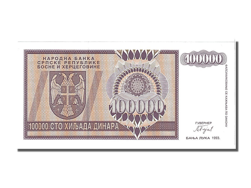 Banknote, Bosnia - Herzegovina, 100,000 Dinara, 1993, UNC(65-70)