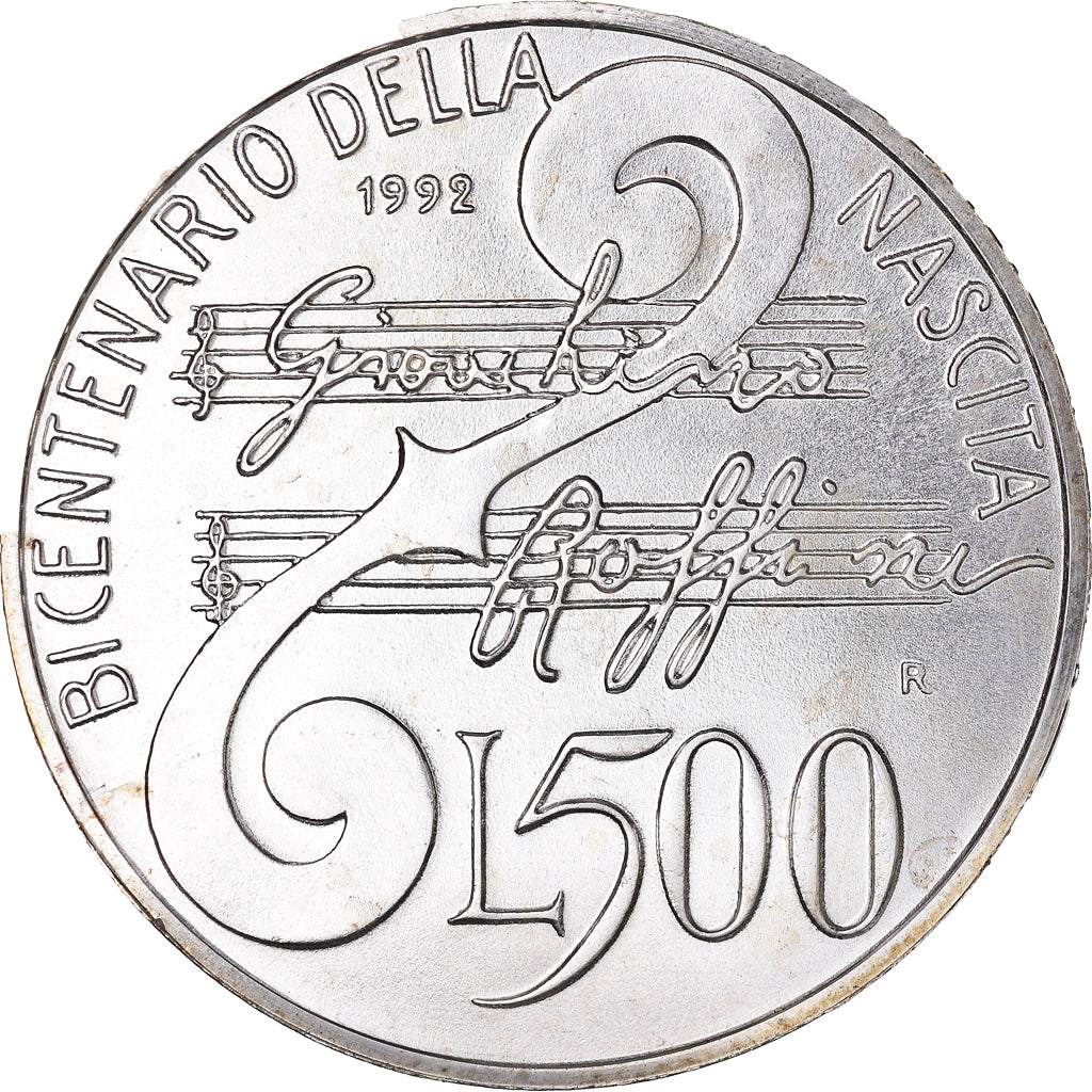Münze, Italien, bicentenaire de la naissance de Gioacchino Rossini, 500 Lire