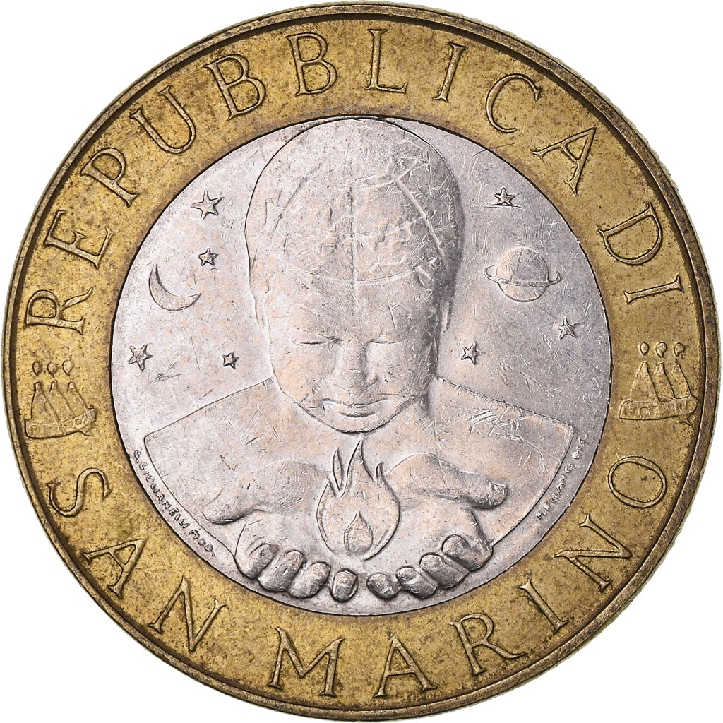 Moneta, San Marino, 1000 Lire, 1998, Rome, VF(30-35), Bimetaliczny, KM:384