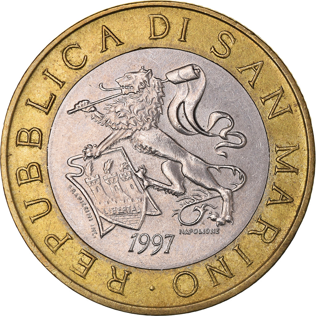 Moneta, San Marino, 1000 Lire, 1997, Rome, VF(30-35), Bimetaliczny, KM:368