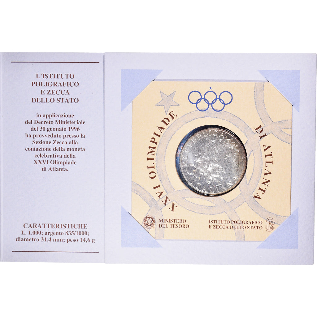 Moneta, Włochy, Jeux Olympiques Atlanta 1996, 1000 Lire, 1996, BU, MS(65-70)