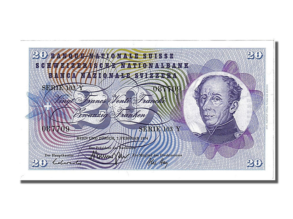 Banknote, Switzerland, 20 Franken, 1974, 1974-02-07, UNC(65-70)