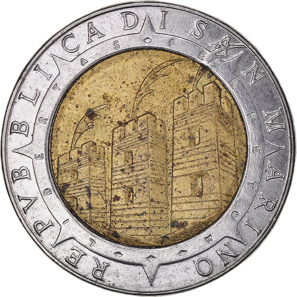 Moneda, San Marino, 500 Lire, 1992, Rome, BC+, Bimetálico, KM:286