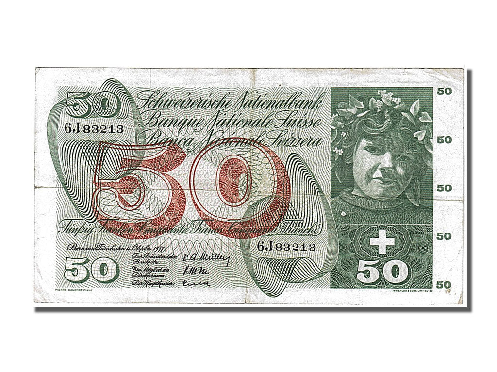 Geldschein, Schweiz, 50 Franken, 1957, 1957-10-04, SS