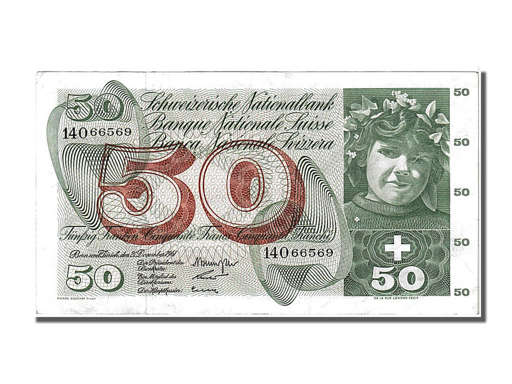 Banknot, Szwajcaria, 50 Franken, 1961, 1961-12-21, AU(55-58)