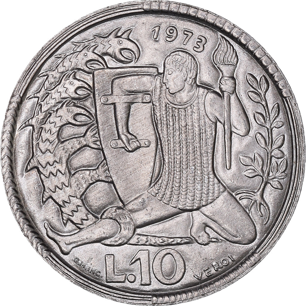 Moneda, San Marino, 10 Lire, 1973, Rome, SC, Aluminio, KM:25