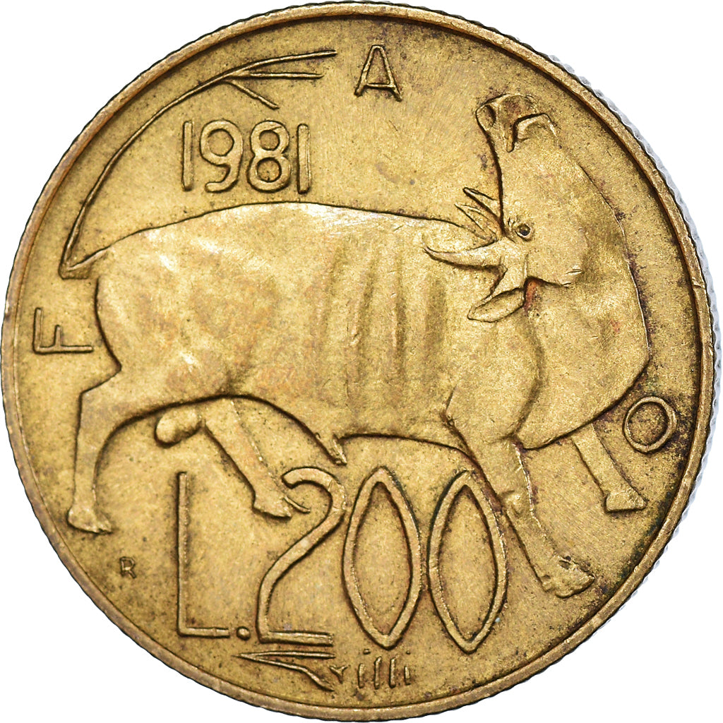 Moneta, San Marino, 200 Lire, 1981, Rome, MB+, Alluminio-bronzo, KM:123