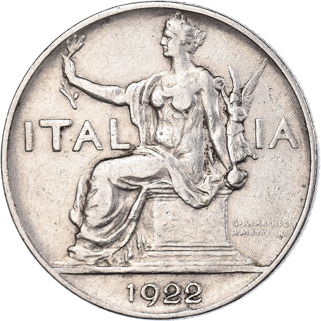 Moneta, Italia, Vittorio Emanuele III, Lira, 1922, Rome, MB, Nichel, KM:62