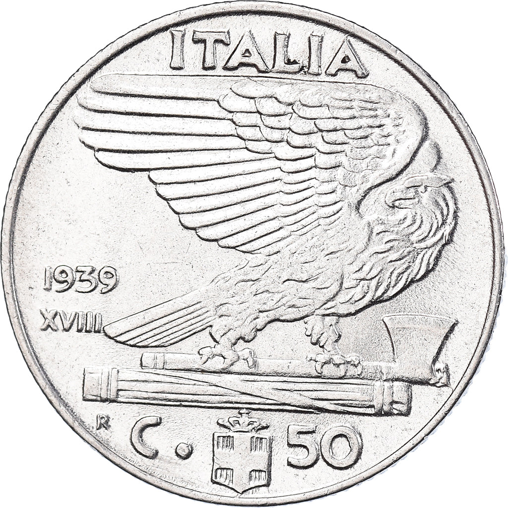 Moneta, Włochy, Vittorio Emanuele III, 50 Centesimi, 1939, Rome, AU(50-53)