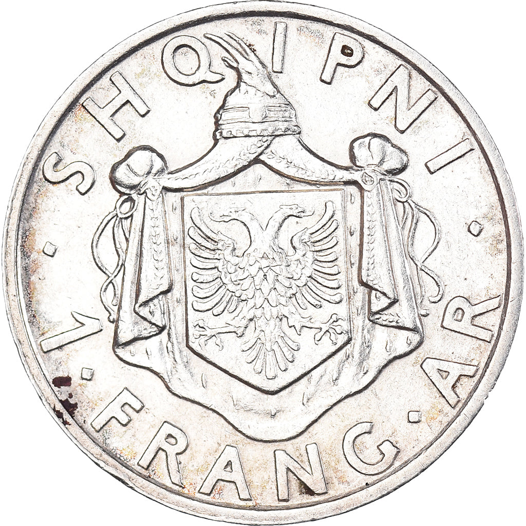 Coin, Albania, Zog I, Frang Ar, 1935, Rome, EF(40-45), Silver, KM:16