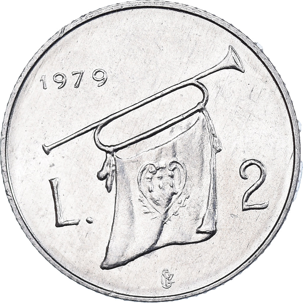 Moneda, San Marino, 2 Lire, 1979, Rome, MBC, Aluminio, KM:90