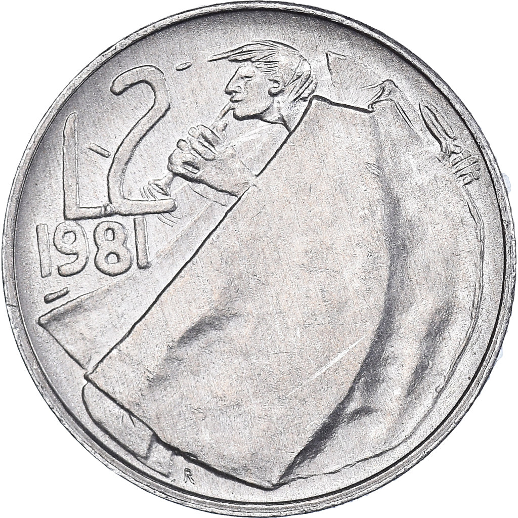 Coin, San Marino, 2 Lire, 1981, EF(40-45), Aluminum, KM:117