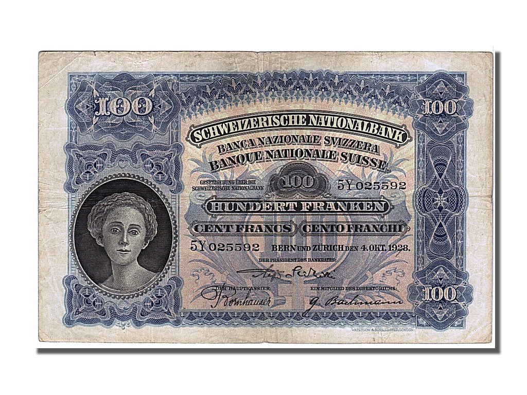 Geldschein, Schweiz, 100 Franken, 1928, 1928-10-04, SS