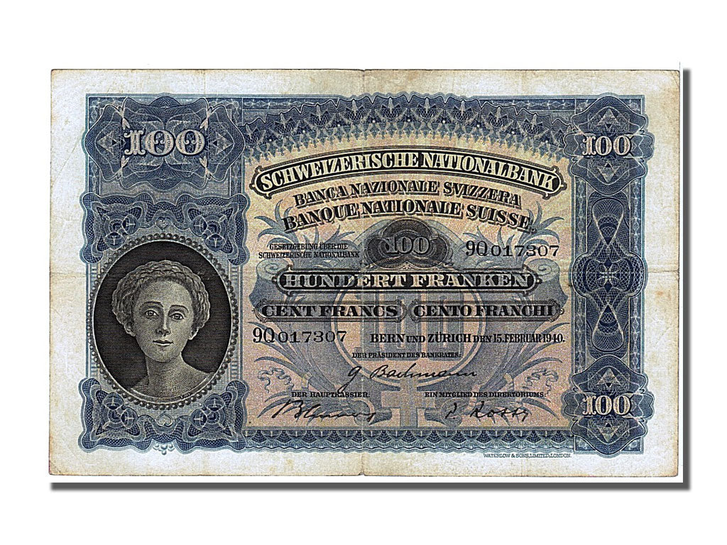 Geldschein, Schweiz, 100 Franken, 1940, 1940-02-15, SS