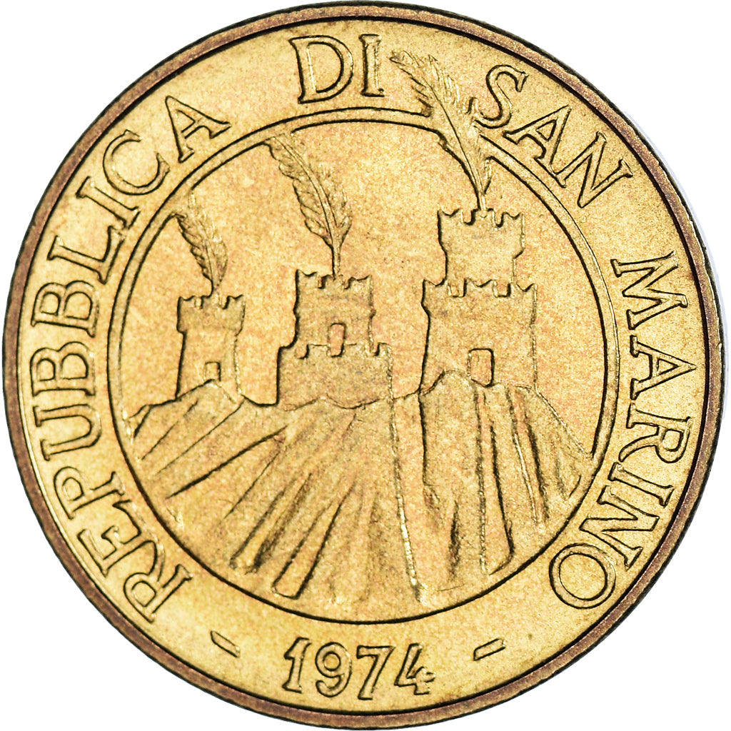 Münze, San Marino, 20 Lire, 1974, Rome, FDC, UNZ, Aluminum-Bronze, KM:34