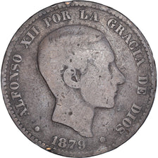 Monnaie, Espagne, Alfonso XII, 10 Centimos, 1879, Barcelona, TB, Bronze, KM:675