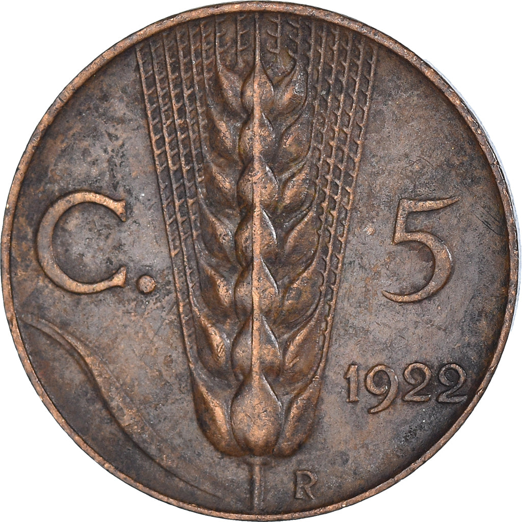 Moeda, Itália, Vittorio Emanuele III, 5 Centesimi, 1922, Rome, AU(50-53)