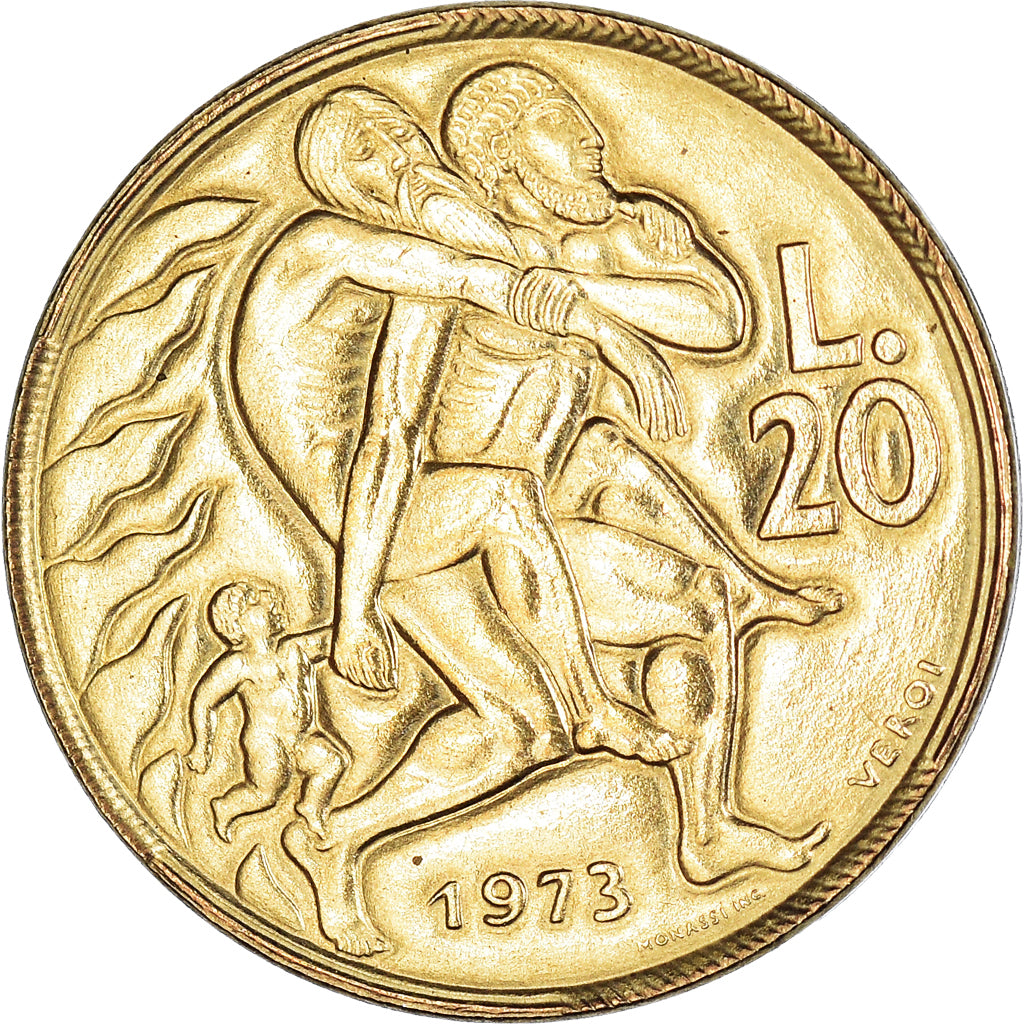 Monnaie, Saint Marin , 20 Lire, 1973, FDC, SUP+, Bronze-Aluminium, KM:26