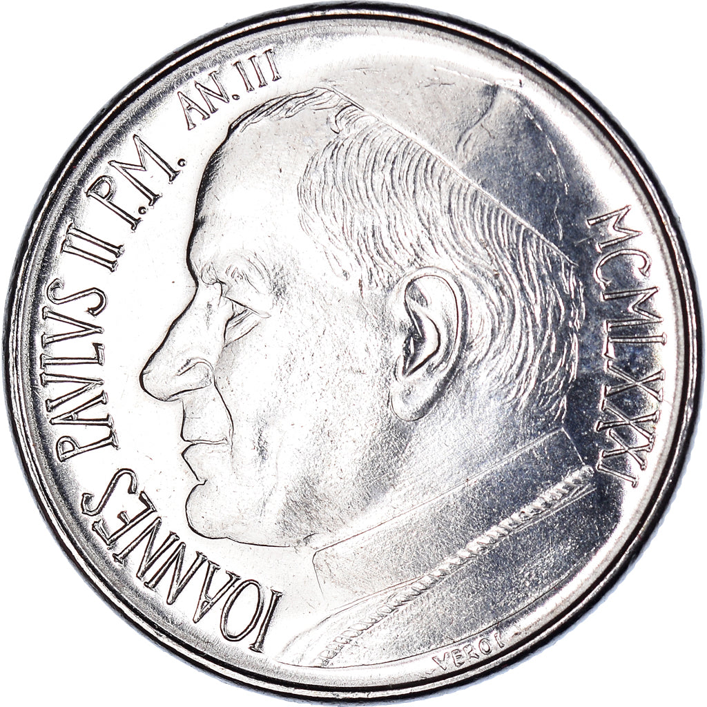 Coin, VATICAN CITY, John Paul II, 50 Lire, 1981, Roma, FDC, MS(65-70), Stainless