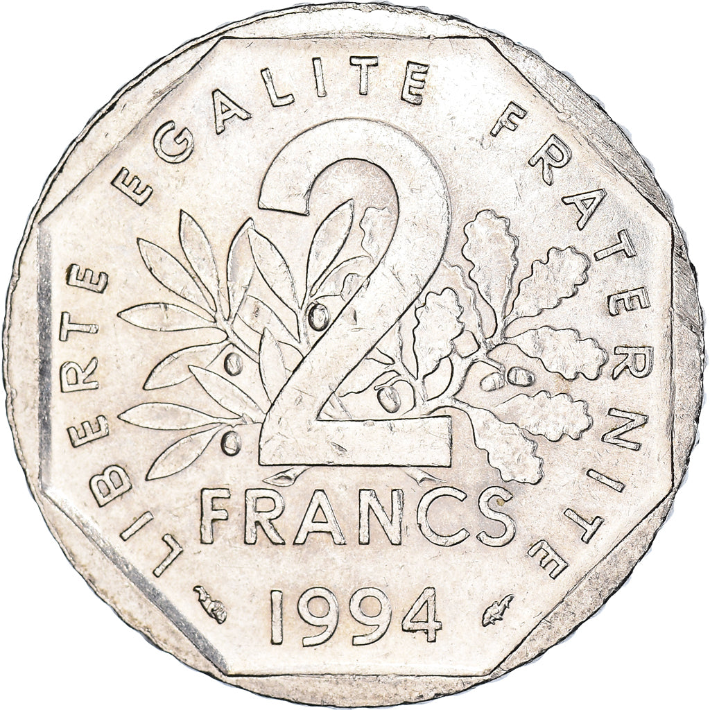 Moneta, Francja, Semeuse, 2 Francs, 1994, EF(40-45), Nikiel, KM:942.2