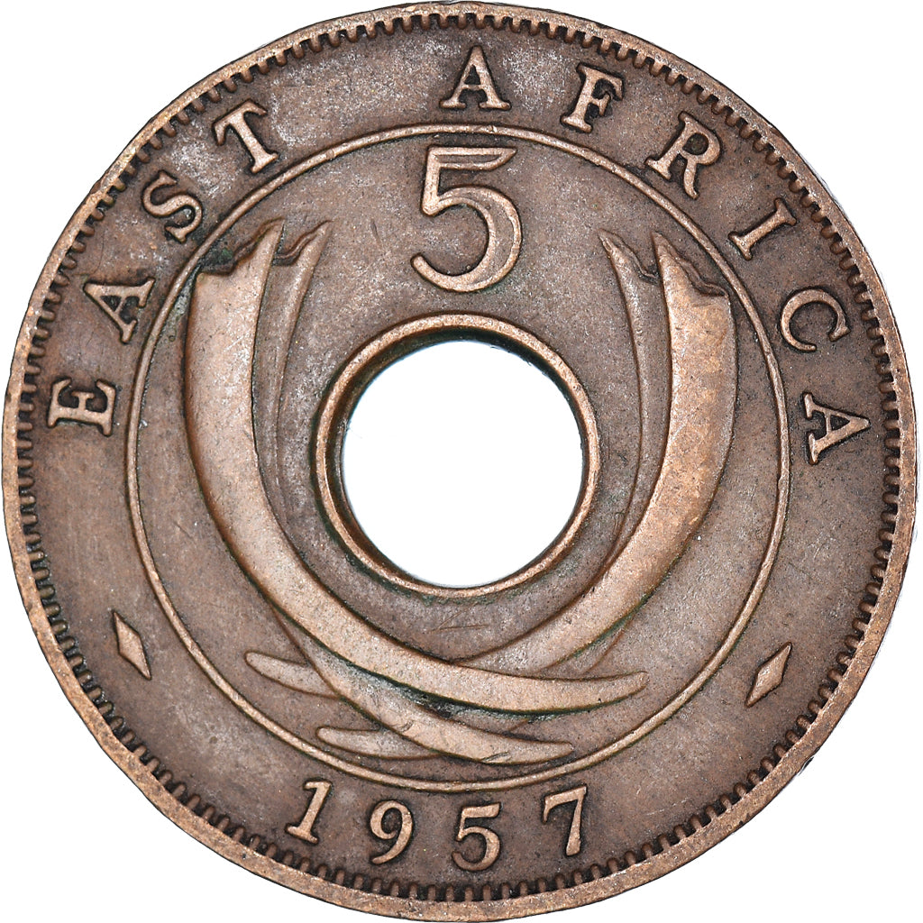 Coin, EAST AFRICA, 5 Cents, 1957, EF(40-45), Bronze, KM:37