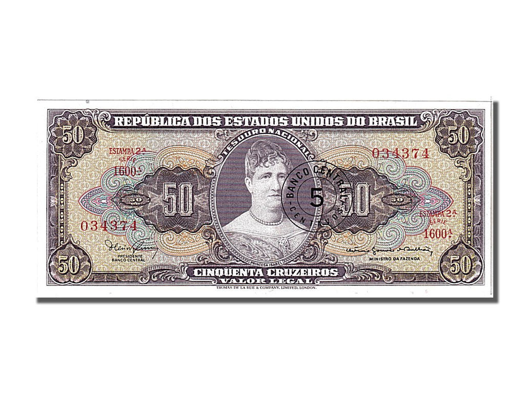 Banknote, Brazil, 5 Centavos on 50 Cruzeiros, 1966, UNC(65-70)