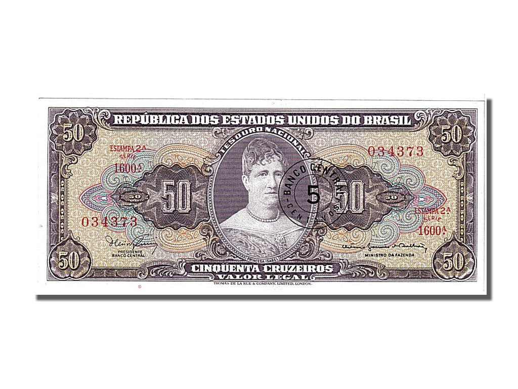 Banknote, Brazil, 5 Centavos on 50 Cruzeiros, 1966, UNC(65-70)