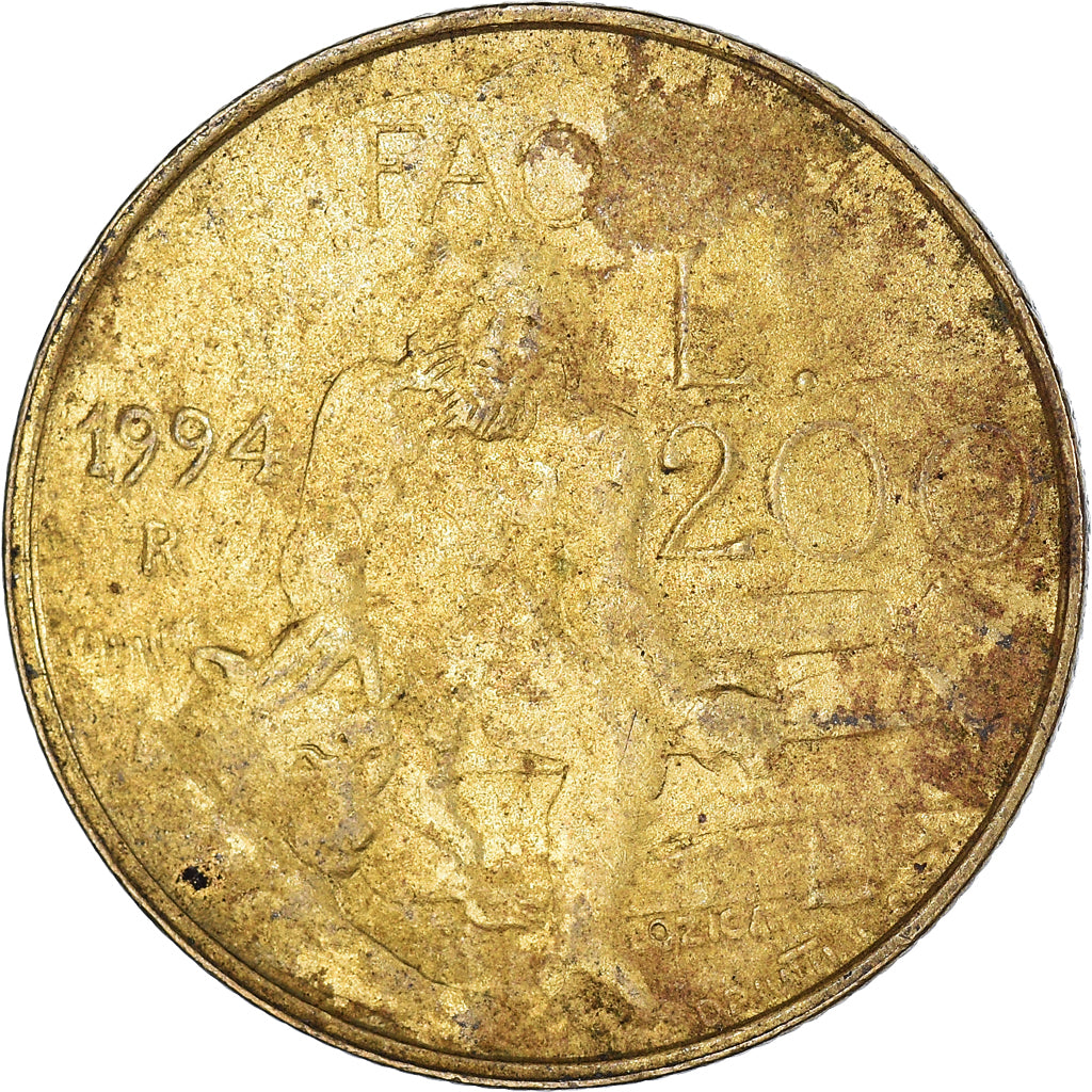 Moneta, San Marino, 200 Lire, 1994, Rome, MB, Alluminio-bronzo, KM:313