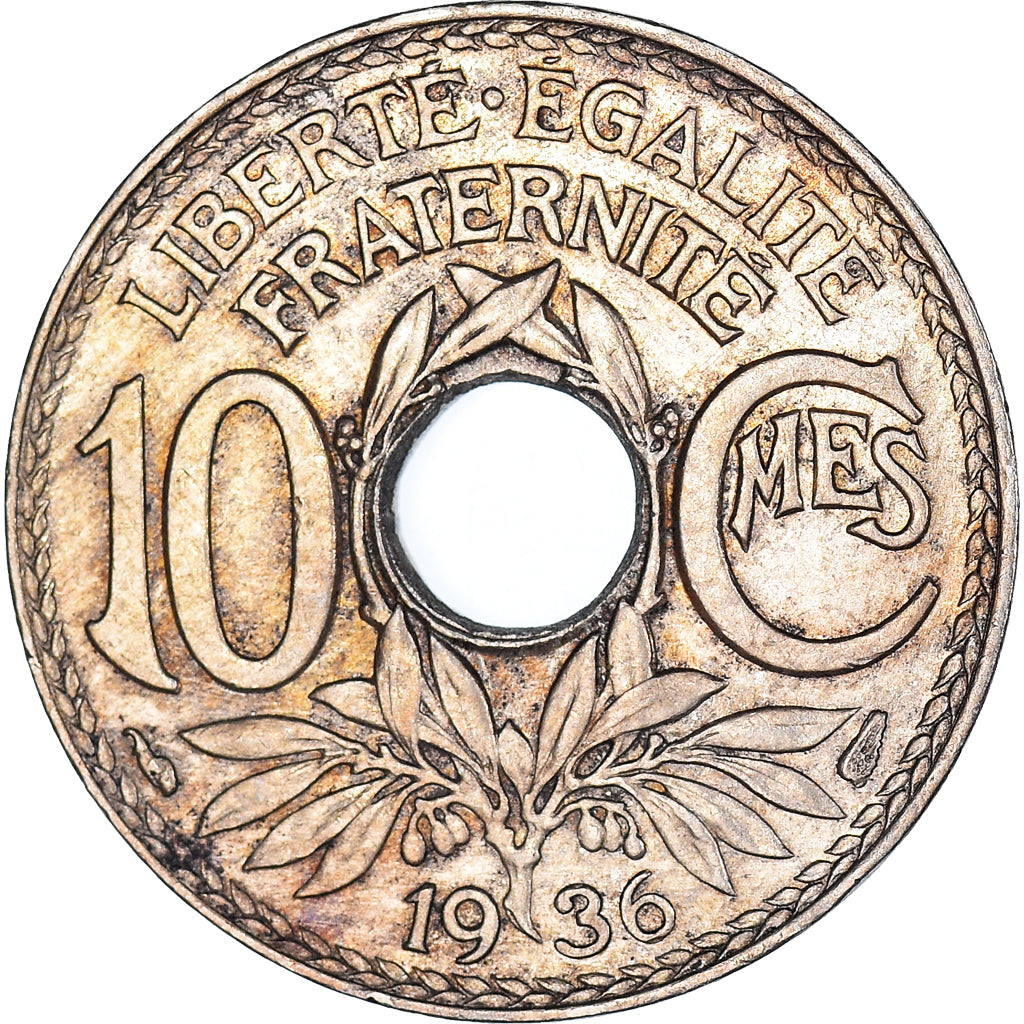 Moneda, Francia, Lindauer, 10 Centimes, 1936, MBC, Cobre - níquel, KM:866a
