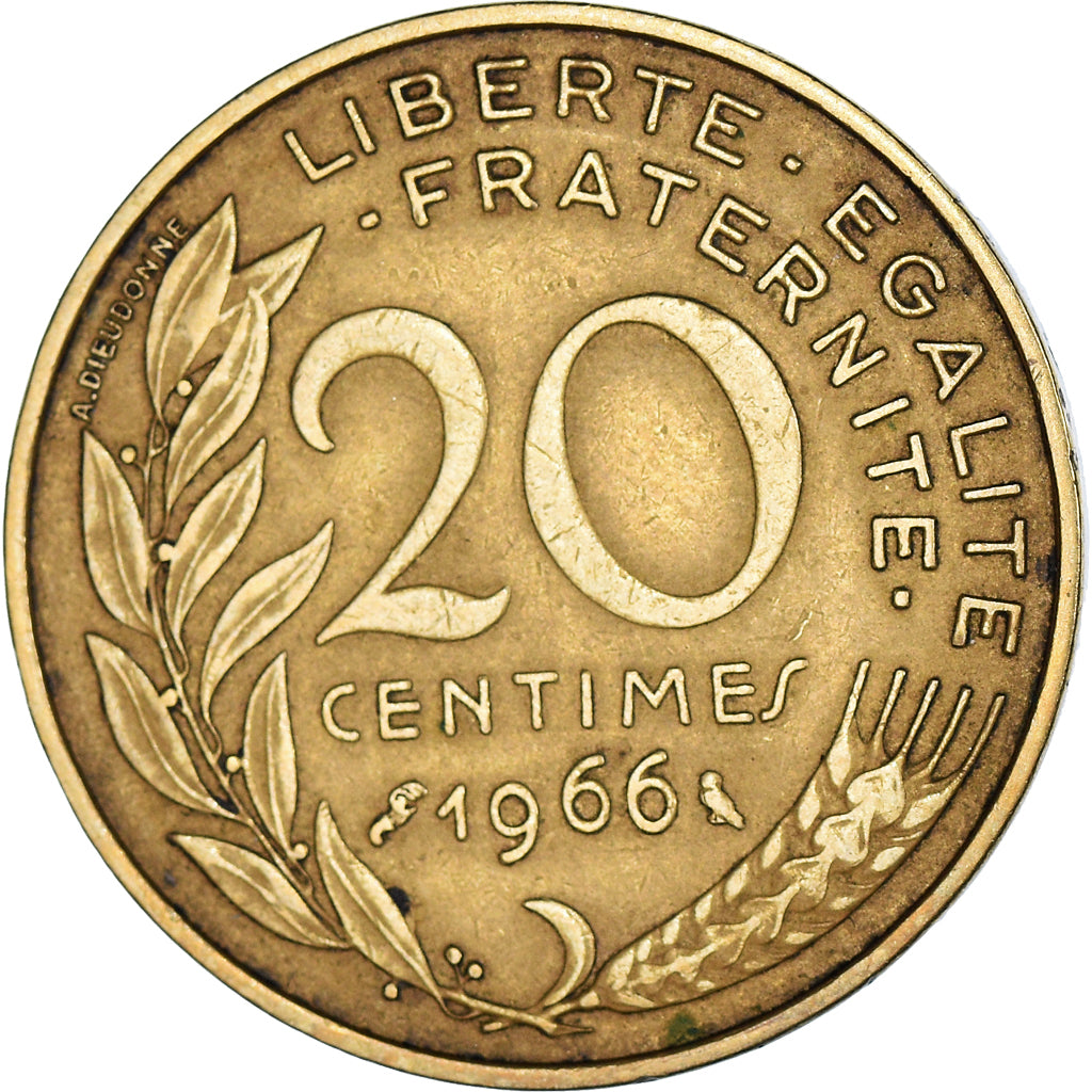 Moneta, Francja, Marianne, 20 Centimes, 1966, Paris, VF(30-35), Aluminium-Brąz
