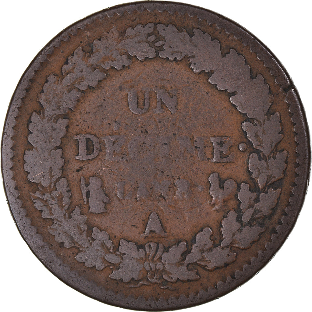 Moeda, França, Dupré, Decime, AN 8, Paris, VF(20-25), Bronze, KM:644.1