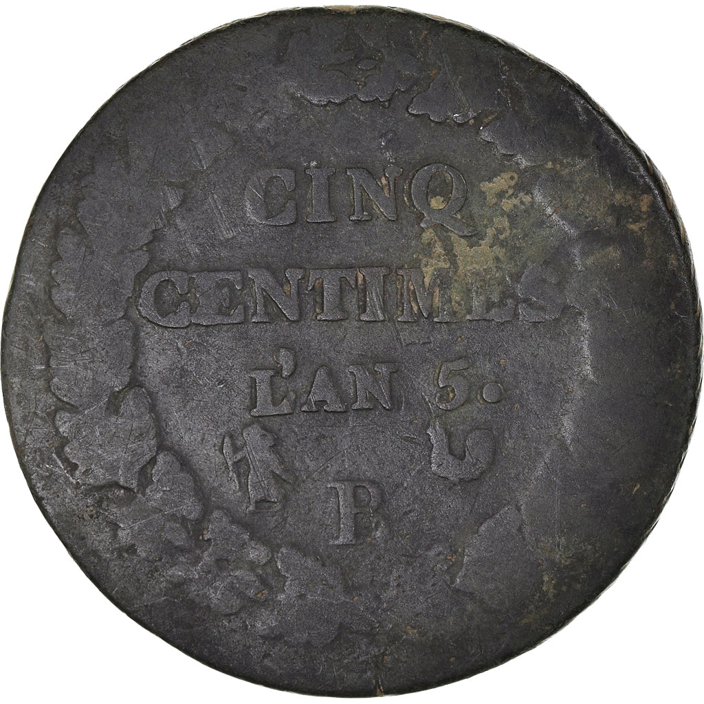 Monnaie, France, Dupré, 5 Centimes, AN 5, Orléans, B+, Bronze, KM:640.9