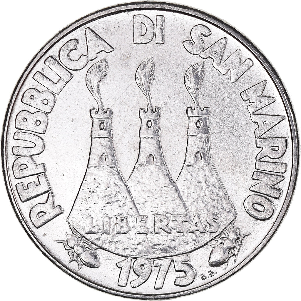 Moeda, San Marino, 50 Lire, 1975, Rome, AU(55-58), Aço, KM:45