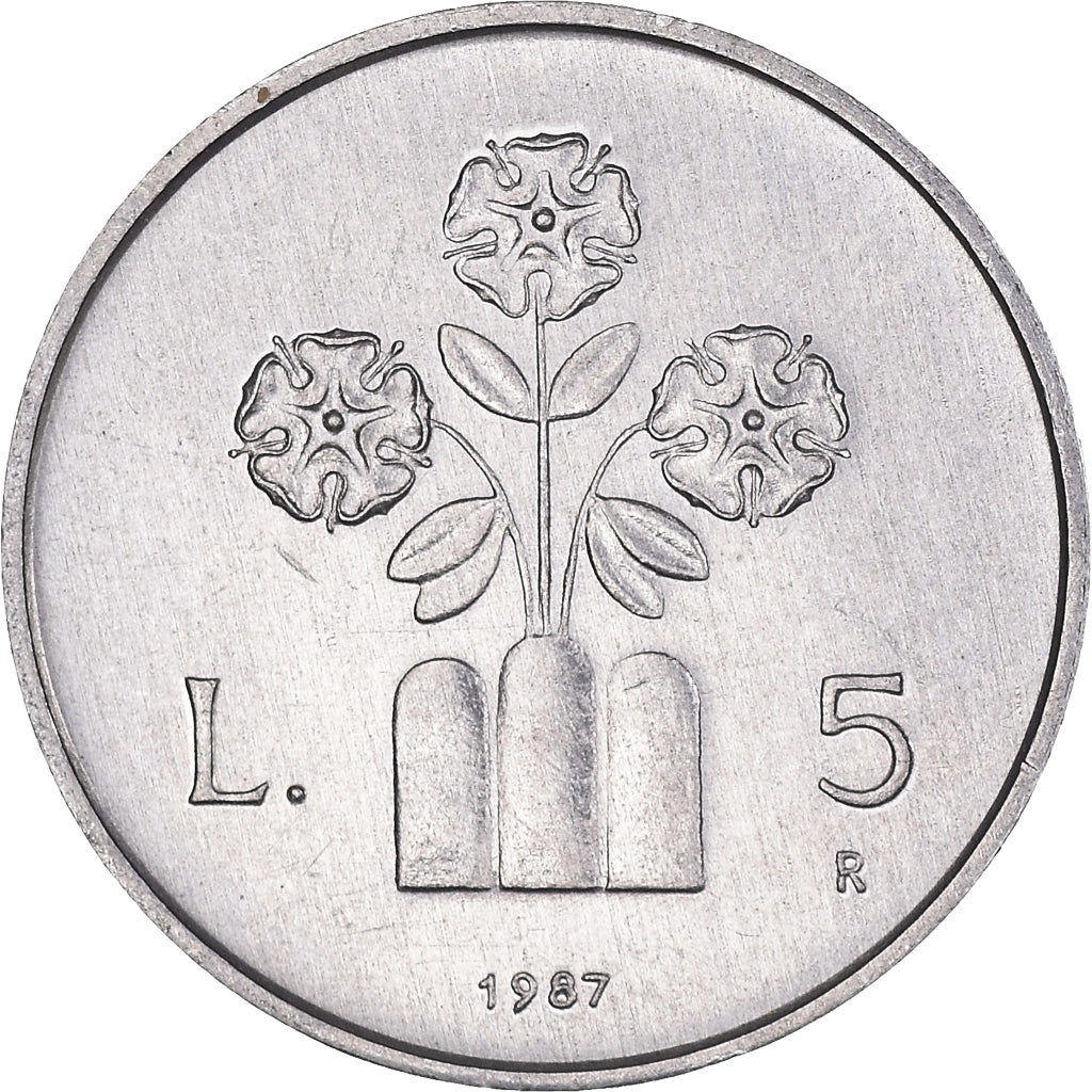 Monnaie, Saint Marin , 5 Lire, 1987, Rome, SUP, Aluminium, KM:203